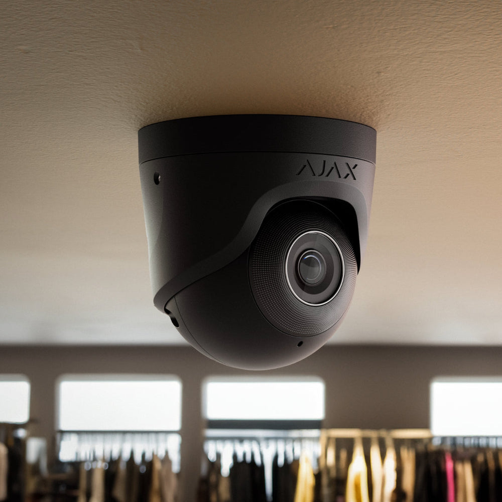 Ajax security camera installed on a ceiling