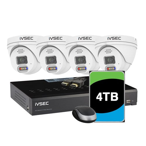 IVSEC 4 camera kit with 4TB harddrive, NVR, HDMI and mouse