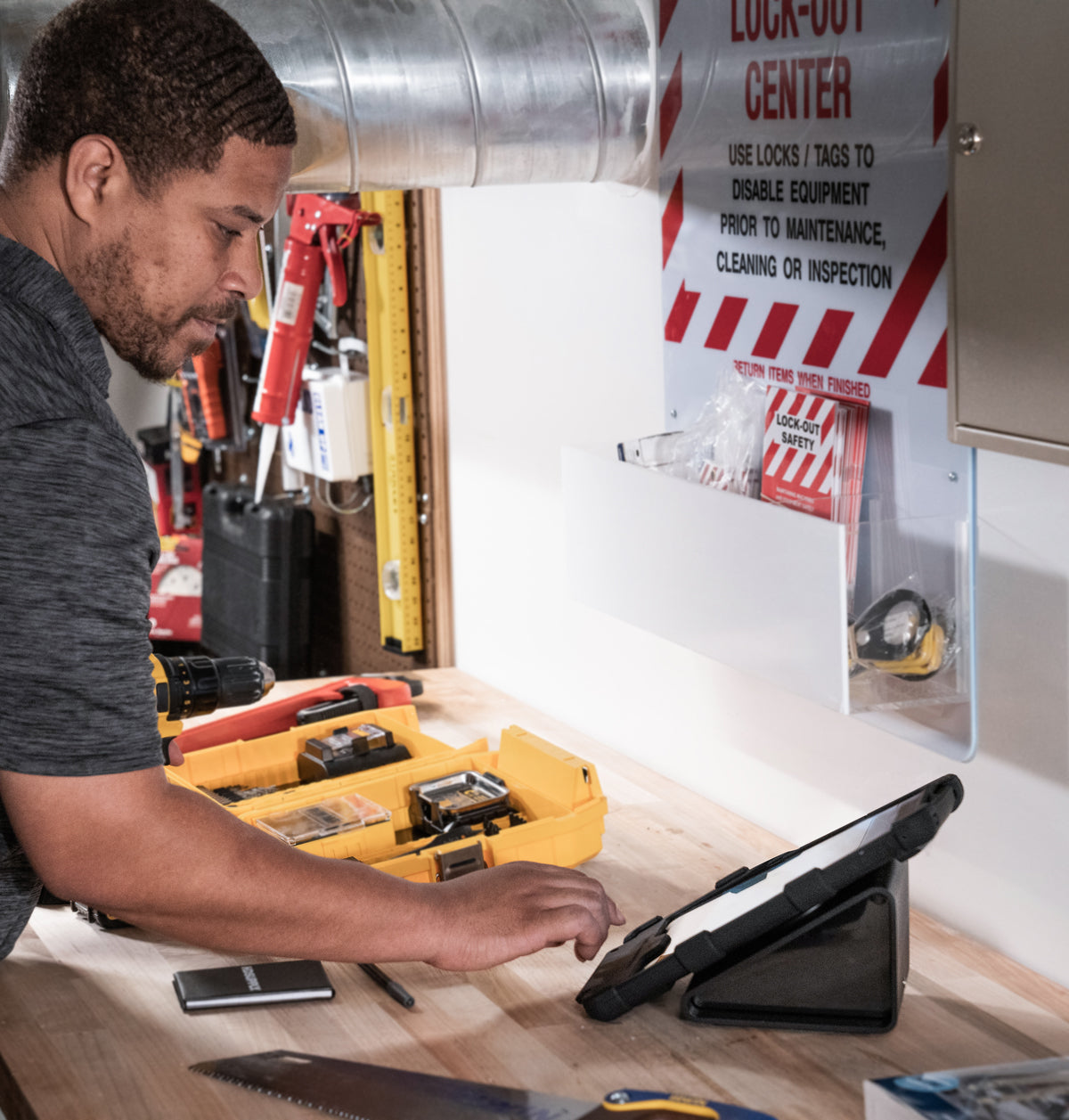 IPort Connect Pro Rugged Case on a workbench