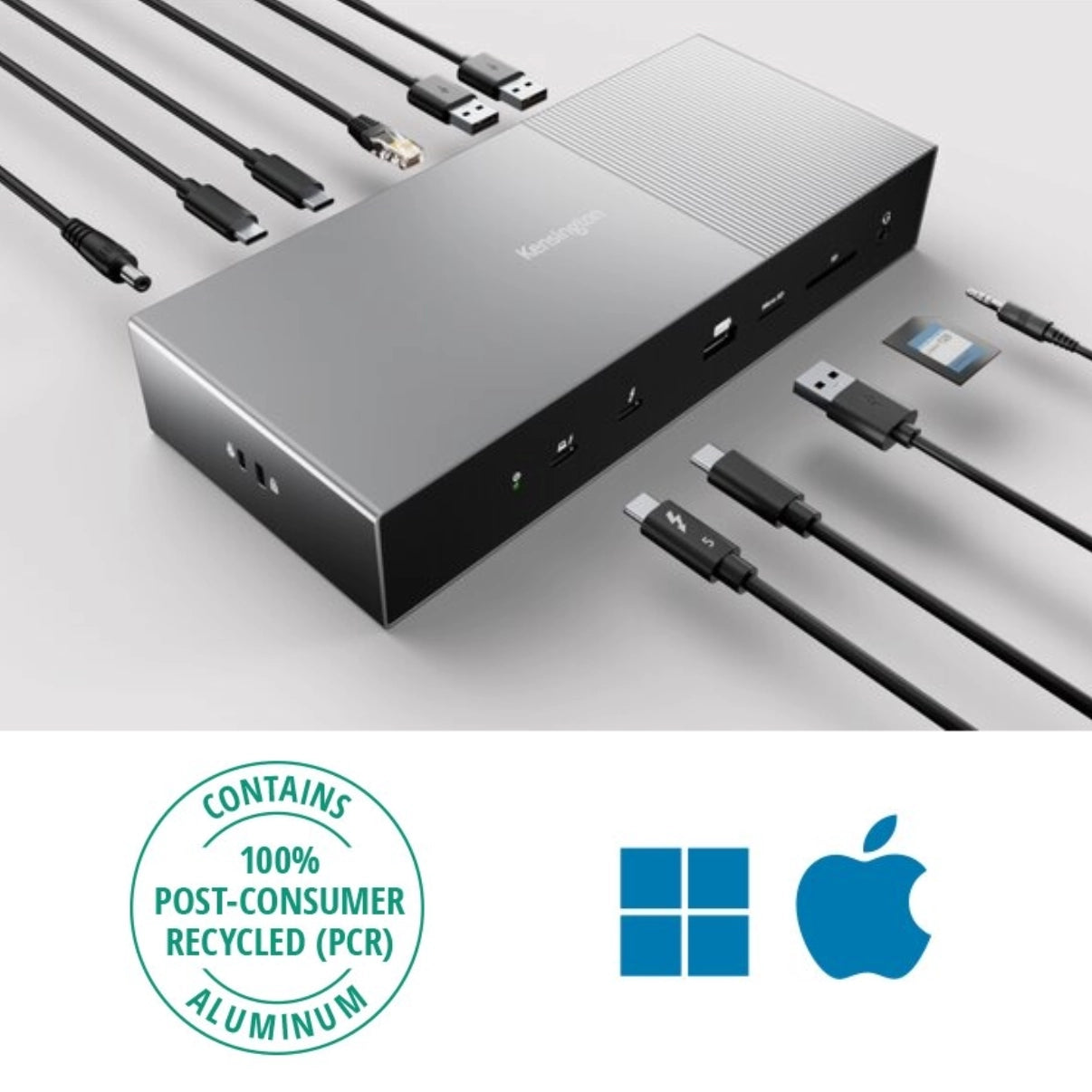 Thunderbolt™ 5 Triple 4K Docking Station with Windows and Apple logo. 