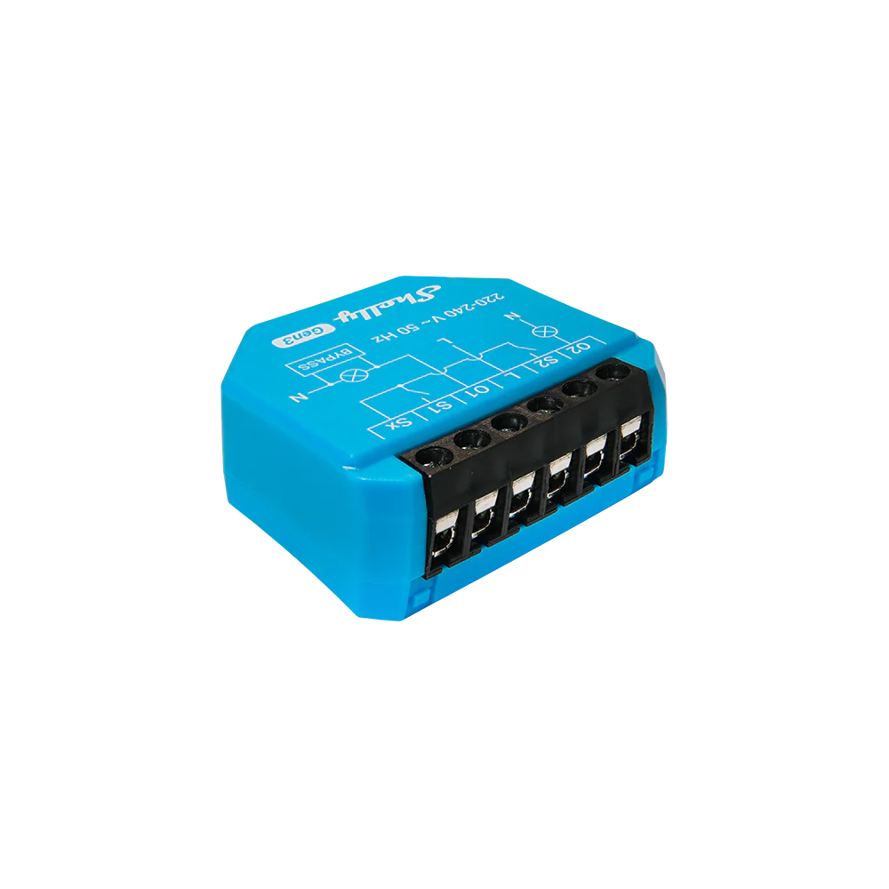 Shelly 2L Gen3 dual-channel Wi-Fi and Bluetooth switch with bypass support
