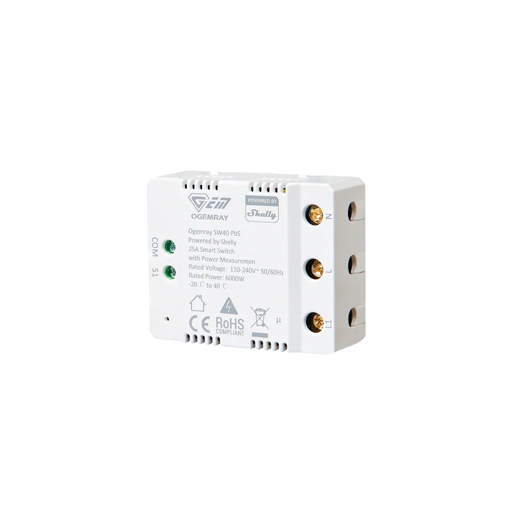 Ogemray Smart Relay 25A powered by Shelly for high-power appliances