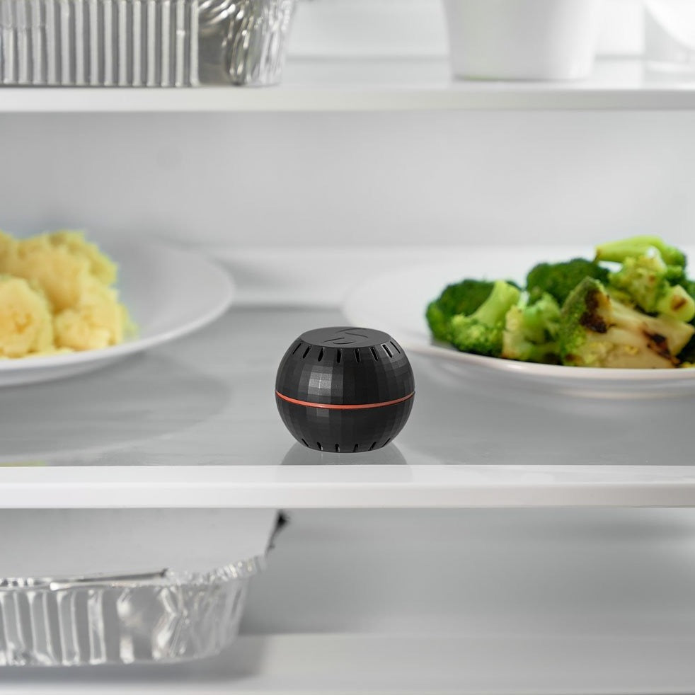 
                  
                    Shelly Humidity and Temperature Sensor on a fridge shelf
                  
                